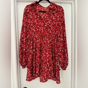 Pretty Little Thing Red Floral Printed Dress